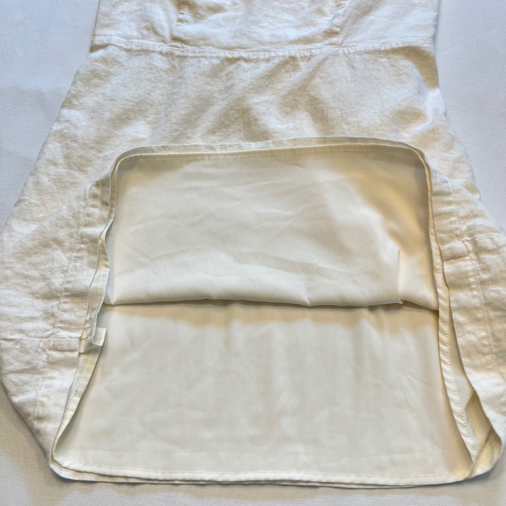 Old Navy White Linen Blend Ruffle V-Neck Smocked Back Cottage Mini Dress Size L - Picture 6 of 8